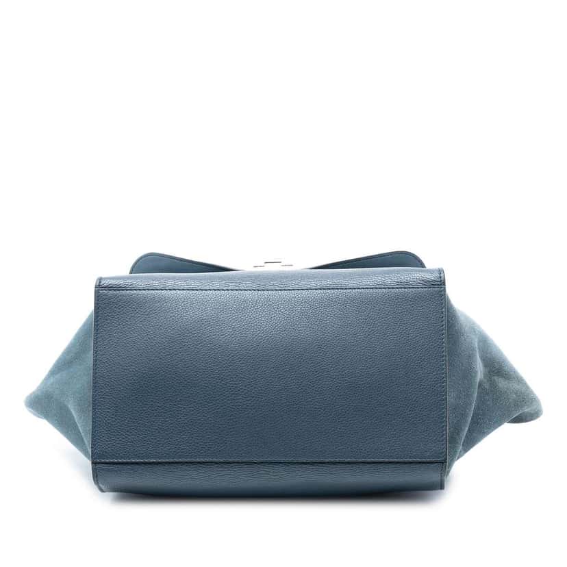 Celine Medium Calfskin and Suede Trapeze Satchel Blue Leather Good condition - Inside View