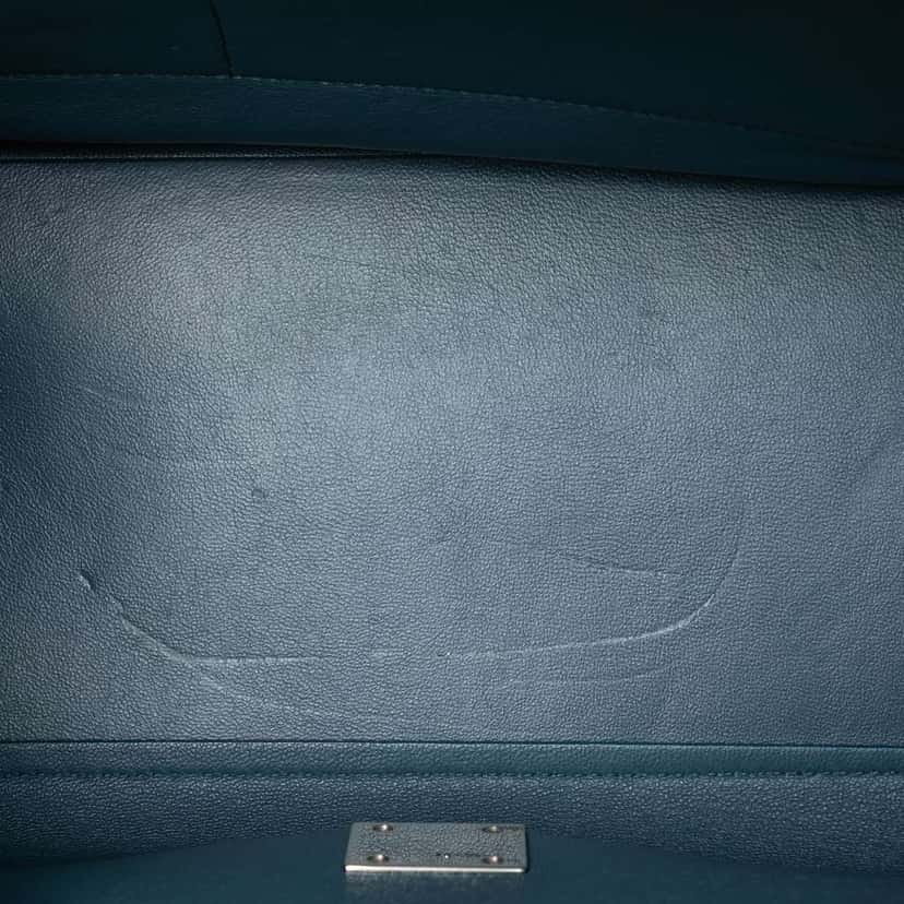 Celine Medium Calfskin and Suede Trapeze Satchel Blue Leather Good condition - Model View