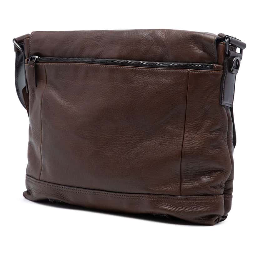 Prada Leather Buckle Messenger Bag Brown Leather Good condition - Back View