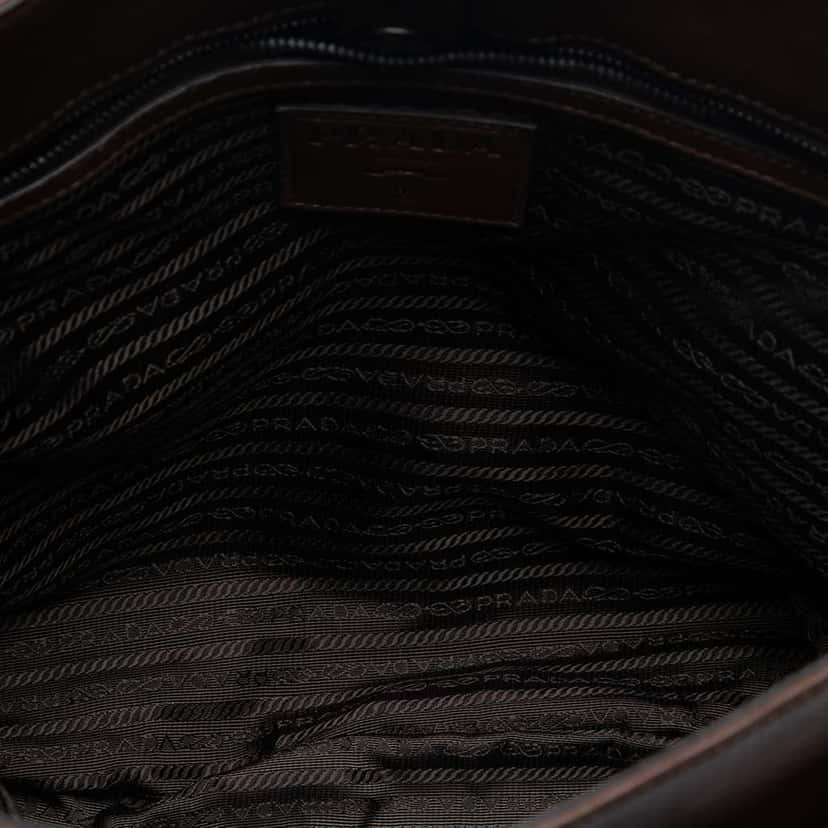 Prada Leather Buckle Messenger Bag Brown Leather Good condition - Model View