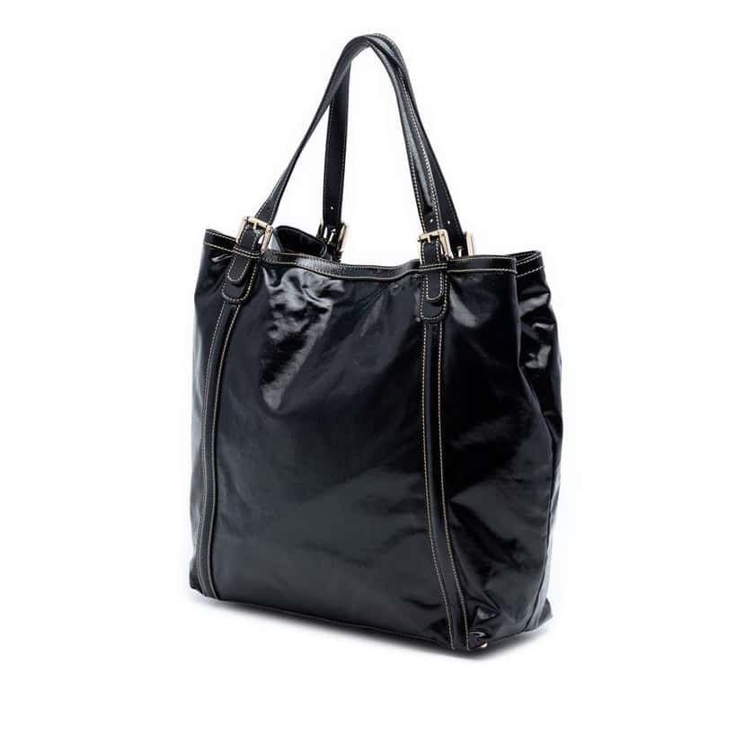 Gucci Patent Dialux Britt Web Tote Black Leather Good condition - Back View