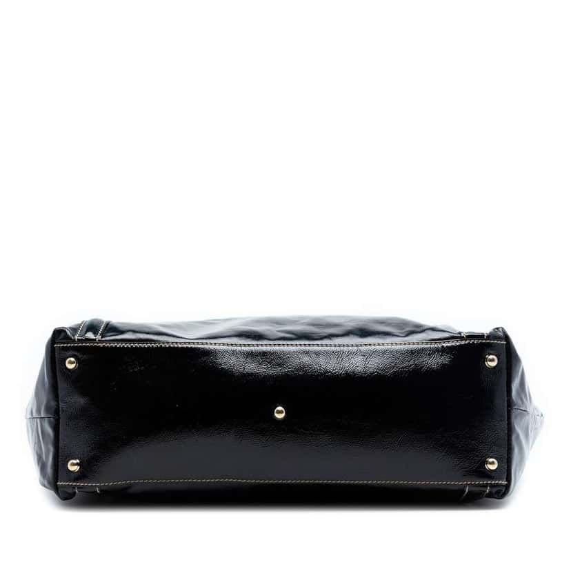 Gucci Patent Dialux Britt Web Tote Black Leather Good condition - Inside View