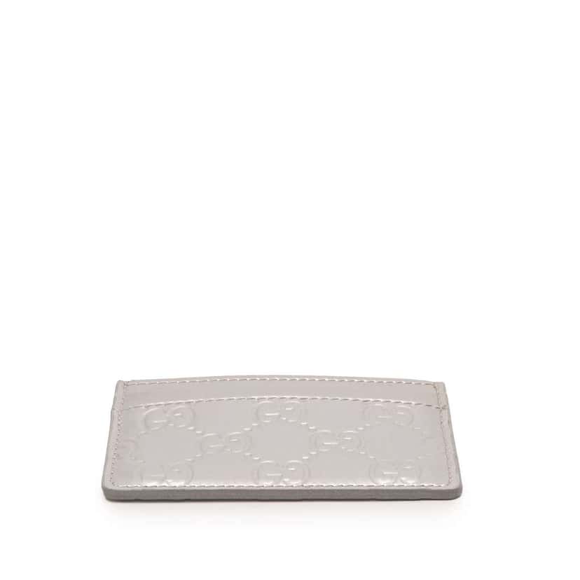 Gucci Patent Guccissima Card Holder Silver Leather Very good condition - Inside View