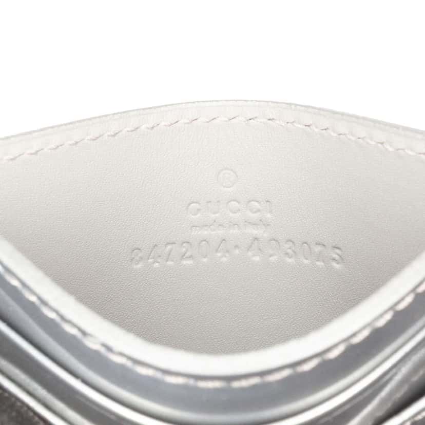 Gucci Patent Guccissima Card Holder Silver Leather Very good condition - Box View