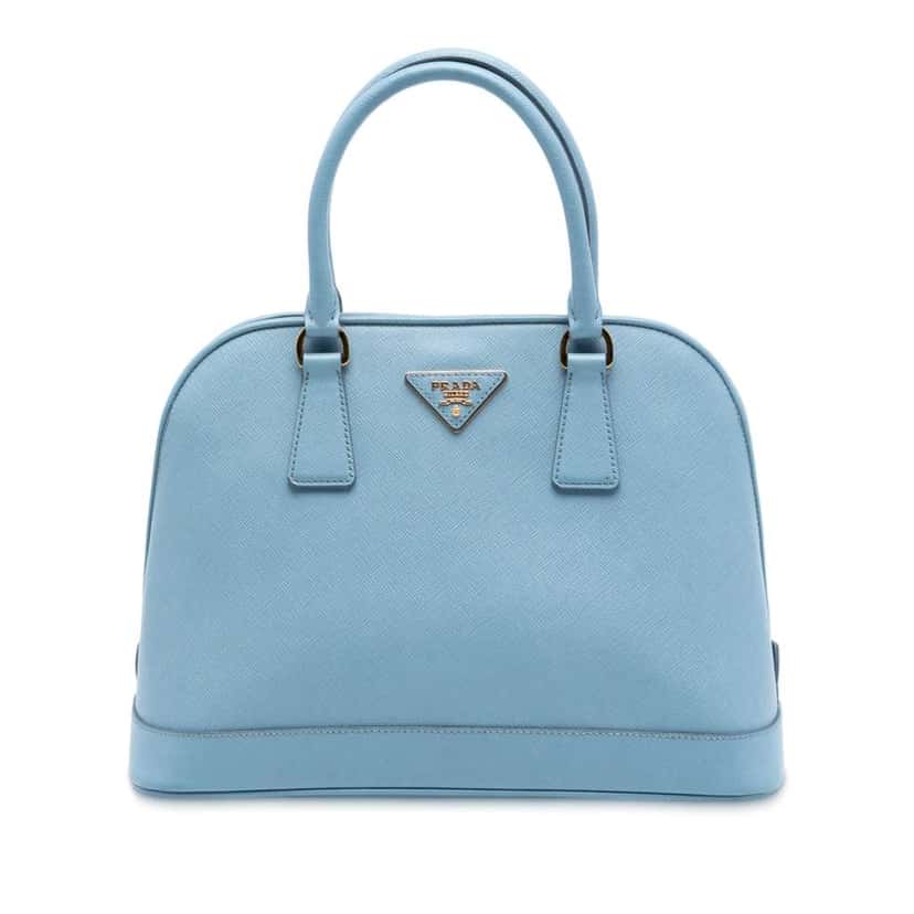 Prada Medium Saffiano Lux Open Promenade Satchel Blue Leather Good condition - Front View