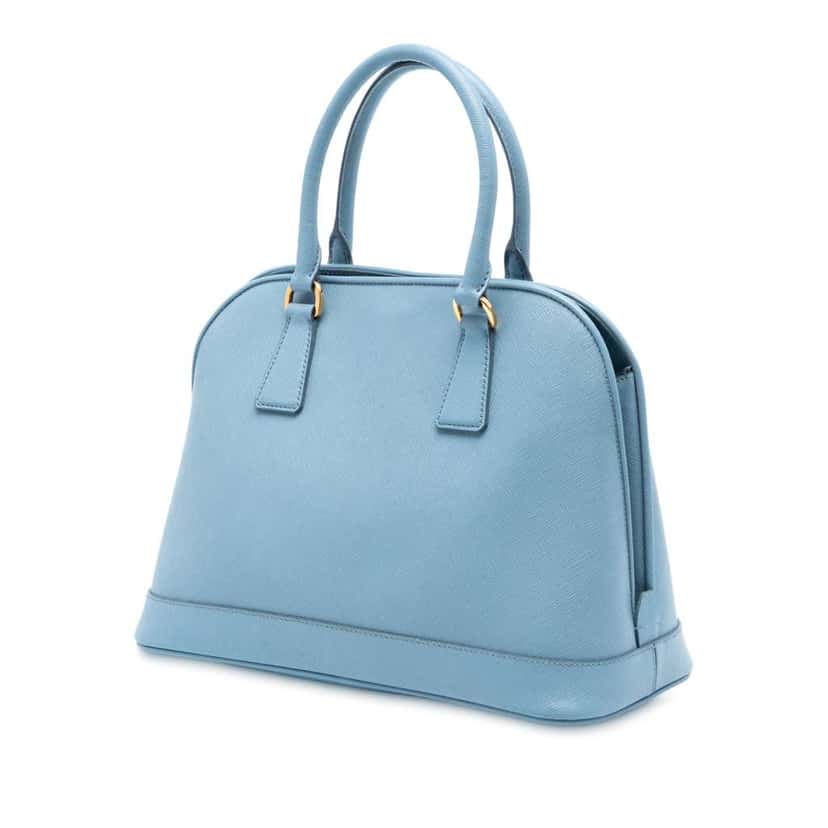 Prada Medium Saffiano Lux Open Promenade Satchel Blue Leather Good condition - Back View