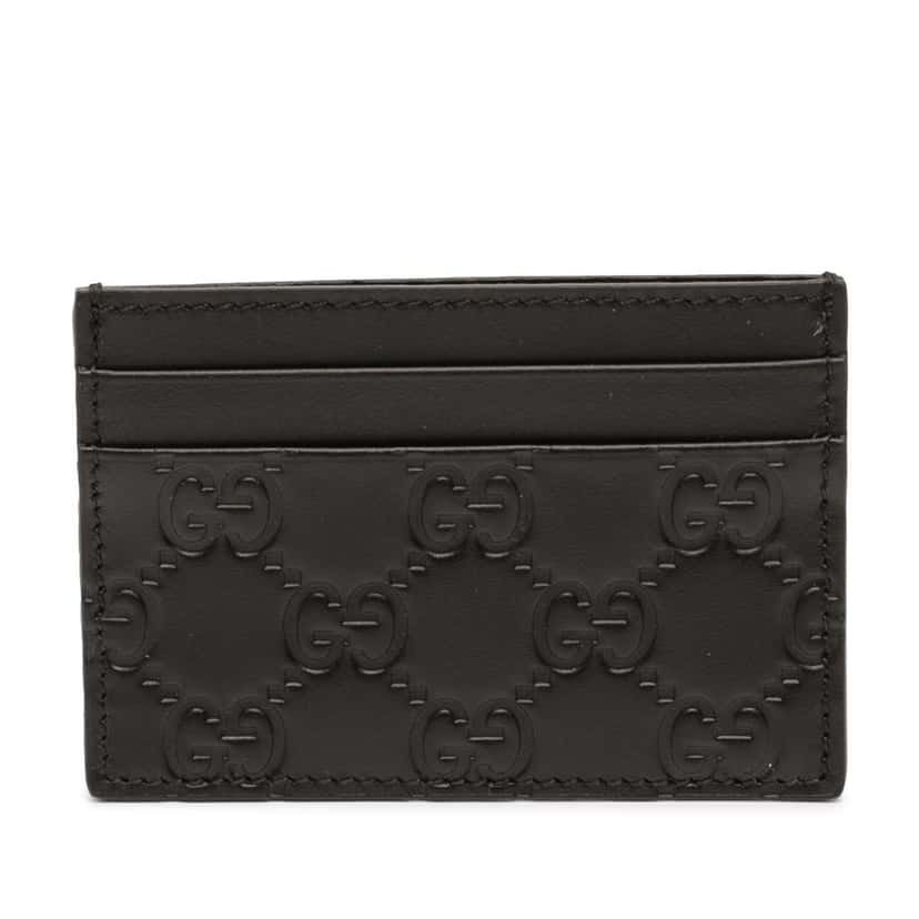 Gucci Guccissima Card Holder Black Leather Very good condition - Front View