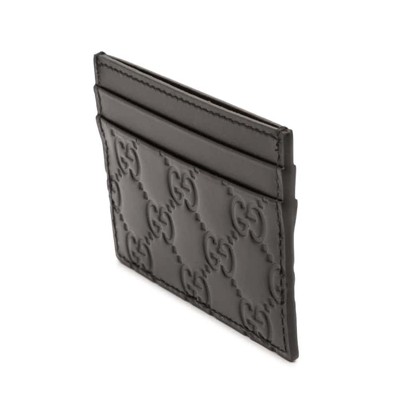 Gucci Guccissima Card Holder Black Leather Very good condition - Back View