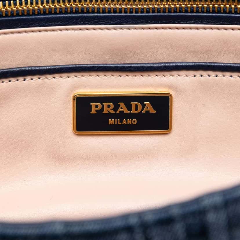 Prada Denim Gaufre Resin Chain Shoulder Bag Blue Denim Good condition - Box View