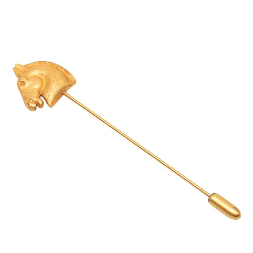 Hermès Gold Plated Bijouterie Fantaisie Horse Pin Brooch Gold Metal Good condition - Back View
