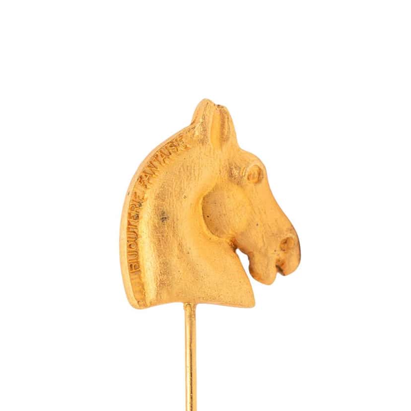 Hermès Gold Plated Bijouterie Fantaisie Horse Pin Brooch Gold Metal Good condition - Inside View