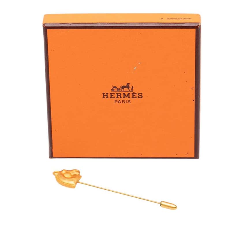 Hermès Gold Plated Bijouterie Fantaisie Horse Pin Brooch Gold Metal Good condition - Model View