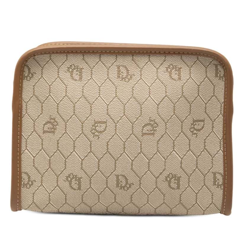 Dior Honeycomb Coated Canvas Pouch Beige Good condition - Front View
