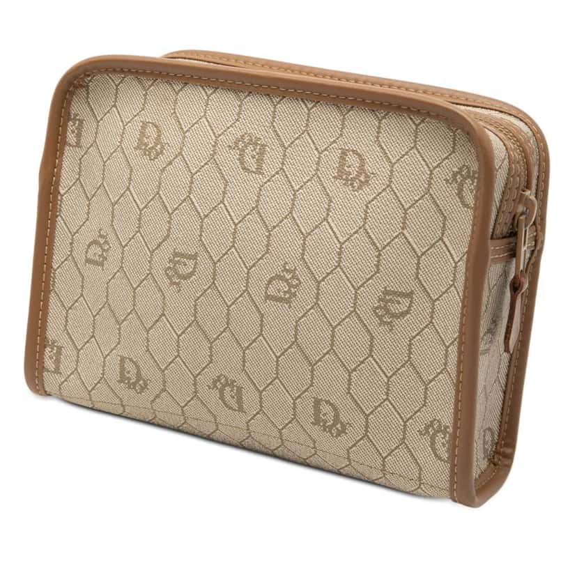 Dior Honeycomb Coated Canvas Pouch Beige Good condition - Back View