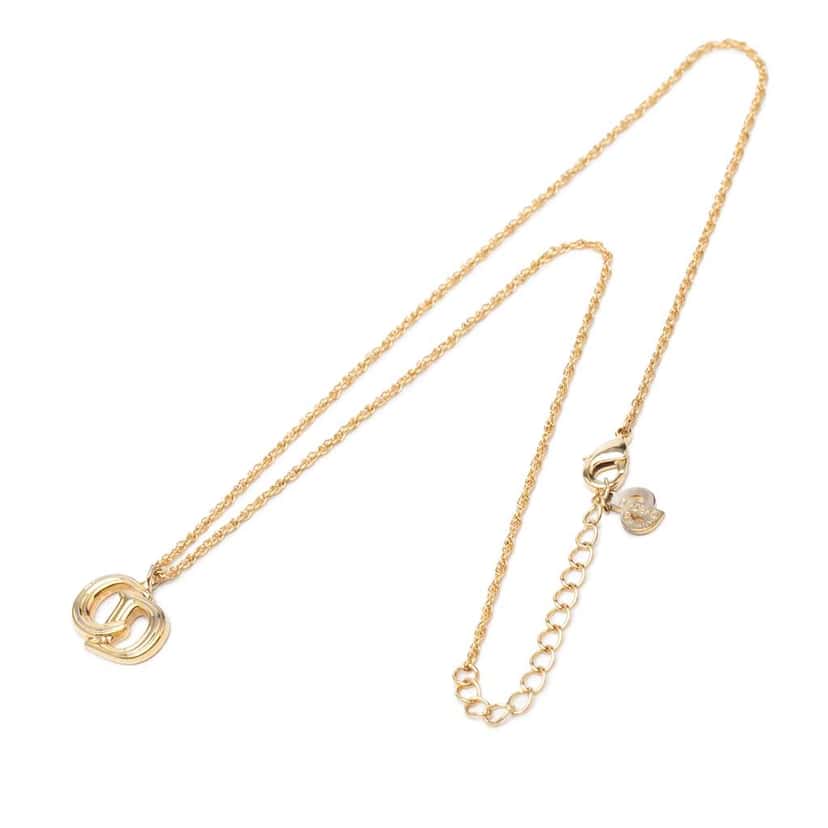 Dior Gold Plated CD Logo Pendant Necklace Gold Metal Good condition - Front View