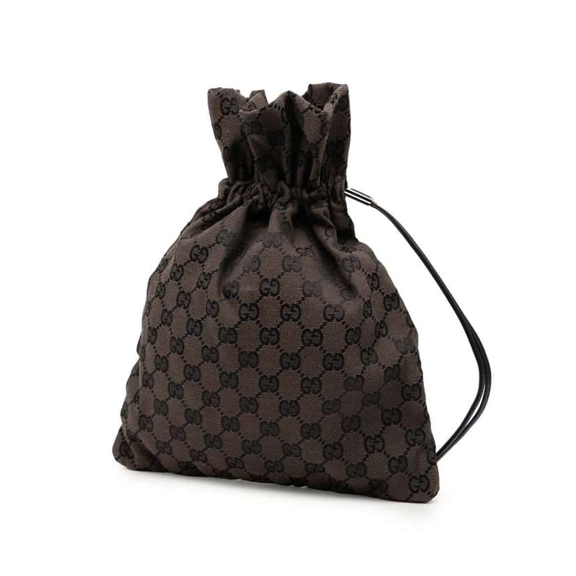 Gucci GG Canvas Drawstring Pouch Brown Canvas Very good condition - Back View