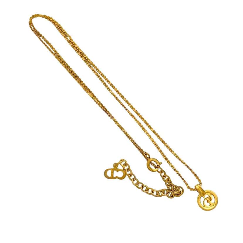 Dior Gold Plated CD Logo Pendant Necklace Gold Metal Very good condition - Back View
