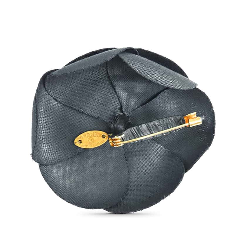 Chanel Abaca Camellia Brooch Blue Good condition - Back View