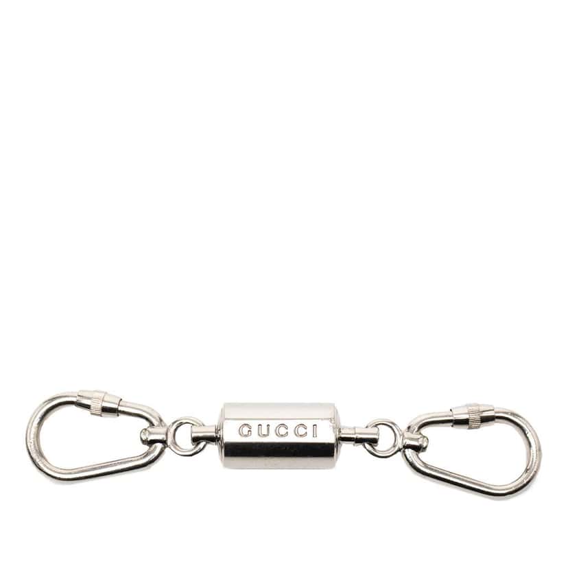Gucci Silver Plated Carabiner Key Chain Silver Metal Very good condition - Front View