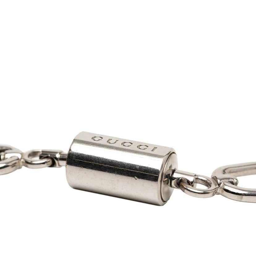 Gucci Silver Plated Carabiner Key Chain Silver Metal Very good condition - Back View