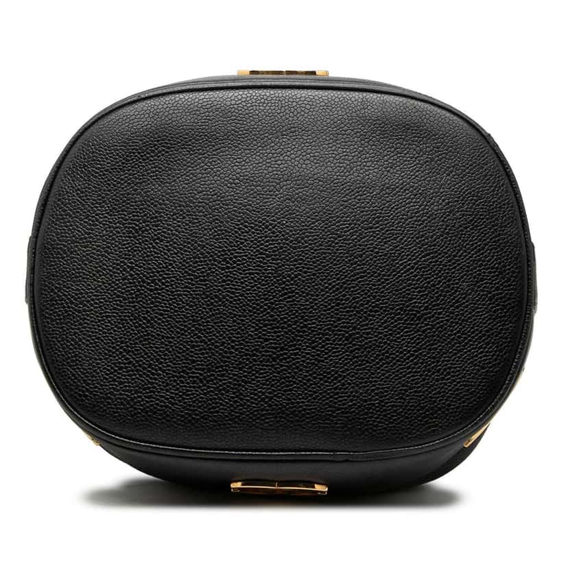 Chanel Caviar Triple CC Drawstring Bucket Bag Black Leather Good condition - Inside View