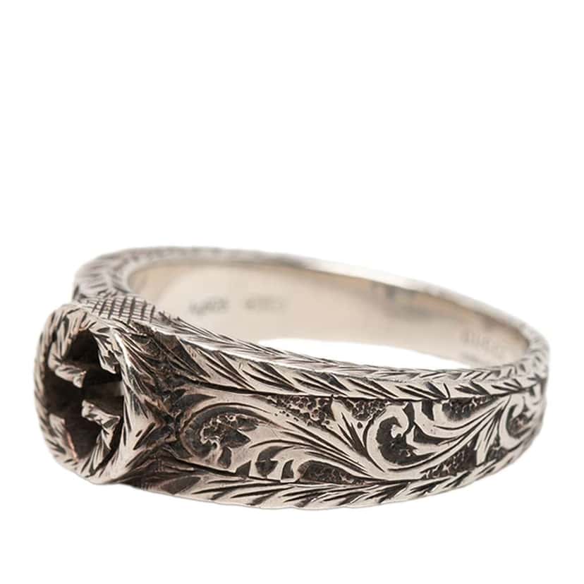 Gucci Sterling Silver Interlocking G Arabesque Ring Silver Silver Good condition - Back View