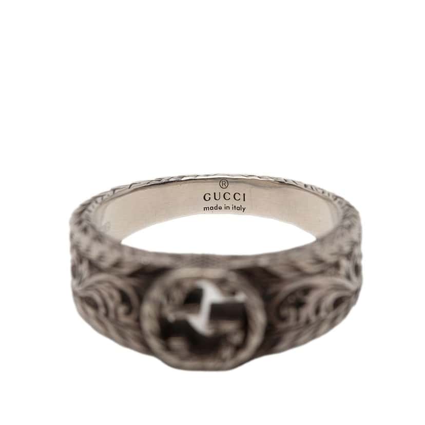 Gucci Sterling Silver Interlocking G Arabesque Ring Silver Silver Good condition - Box View