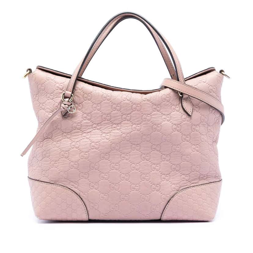 Gucci Medium Guccissima Bree Fold Over Tote Pink Leather Good condition - Front View