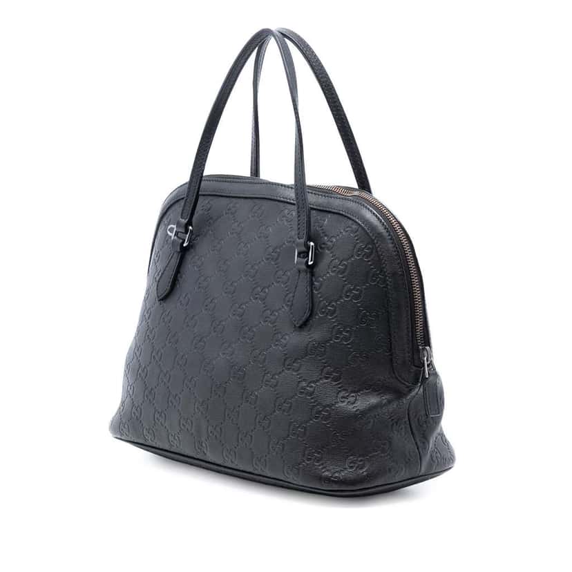 Gucci Medium Guccissima Dome Satchel Black Leather Very good condition - Back View