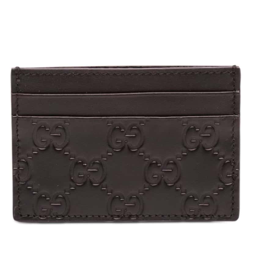 Gucci Guccissima Card Holder Black Leather Never worn - Front View