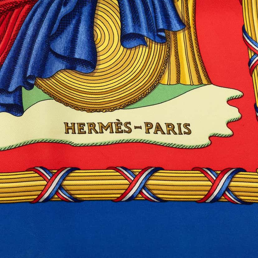 Hermès Republique Francaise Liberte Egalite Fraternite Silk Scarf 90 Red Silk Good condition - Inside View