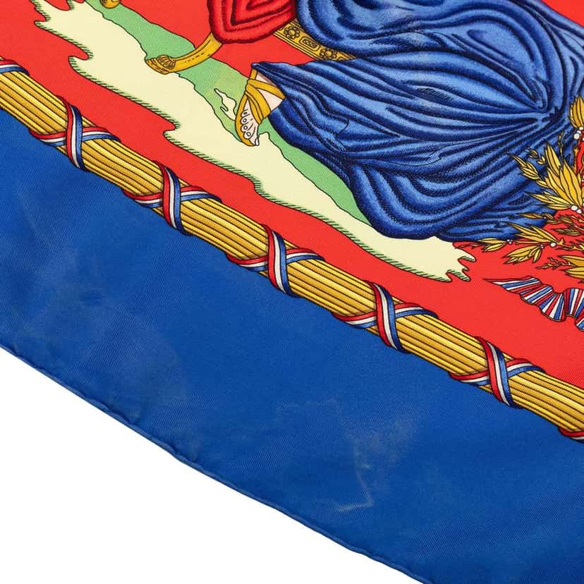 Hermès Republique Francaise Liberte Egalite Fraternite Silk Scarf 90 Red Silk Good condition - Model View