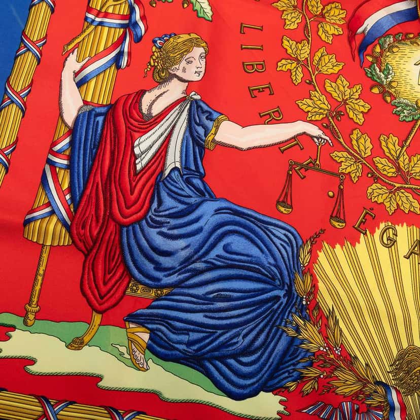 Hermès Republique Francaise Liberte Egalite Fraternite Silk Scarf 90 Red Silk Good condition - Box View