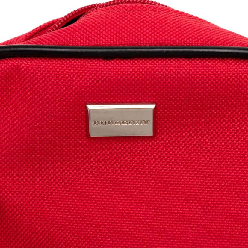 Burberry Nova Check Trimmed Canvas Pouch Red Canvas Good condition - Box View