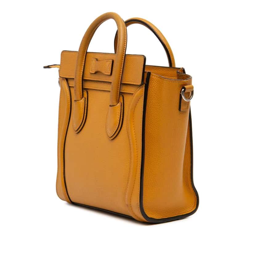 Celine Nano Leather Luggage Tote Yellow Leather Fair condition - Back View