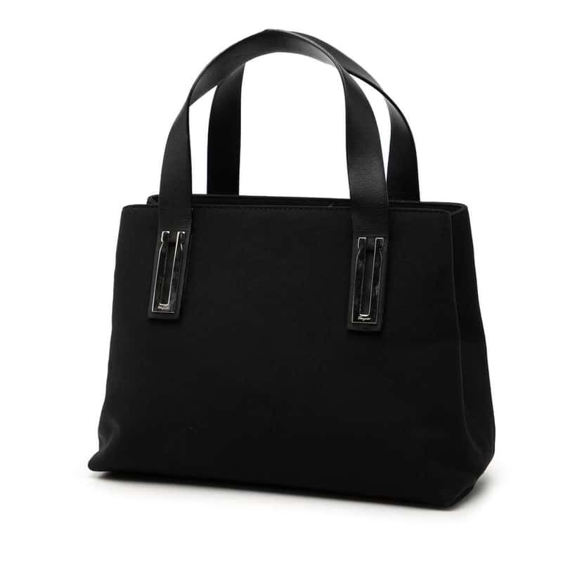 Salvatore Ferragamo Nylon Handbag Black Good condition - Back View