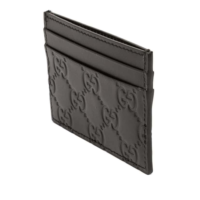 Gucci Guccissima Card Holder Black Leather Good condition - Back View