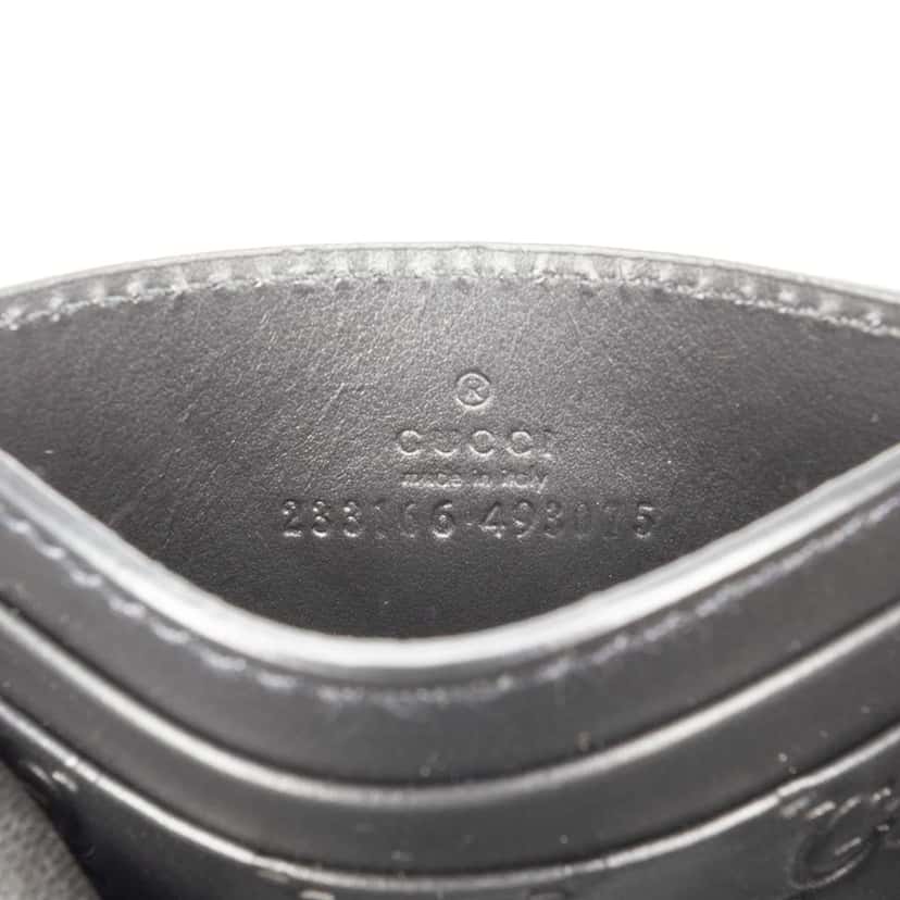 Gucci Guccissima Card Holder Black Leather Good condition - Box View