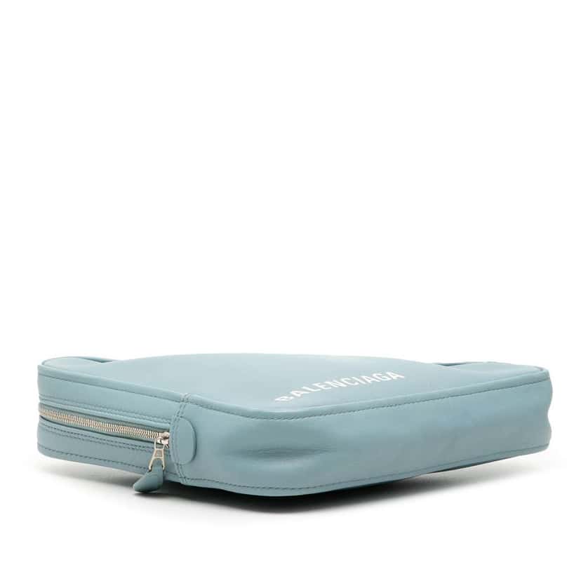 Balenciaga Medium Leather Triangle Clutch Blue Leather Good condition - Inside View