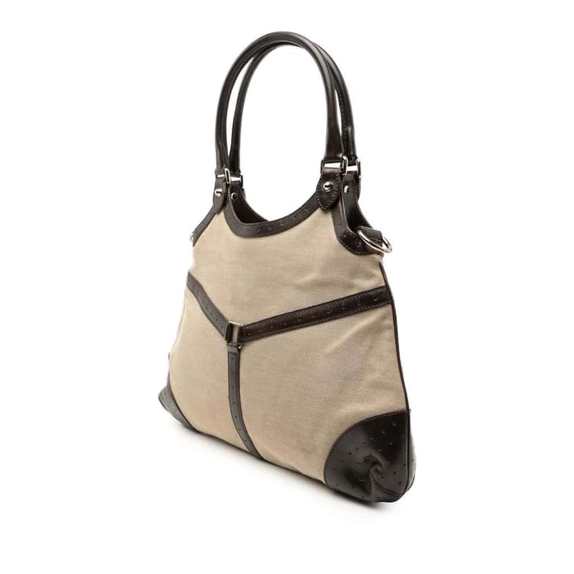 Gucci Canvas Web Reins Satchel Beige Good condition - Back View