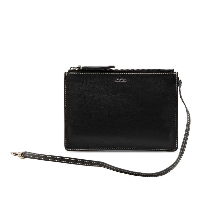 Celine Leather Clutch Black Leather Good condition - Front View