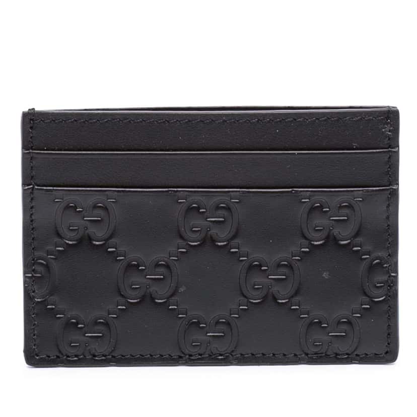 Gucci Guccissima Card Holder Black Leather Good condition - Front View