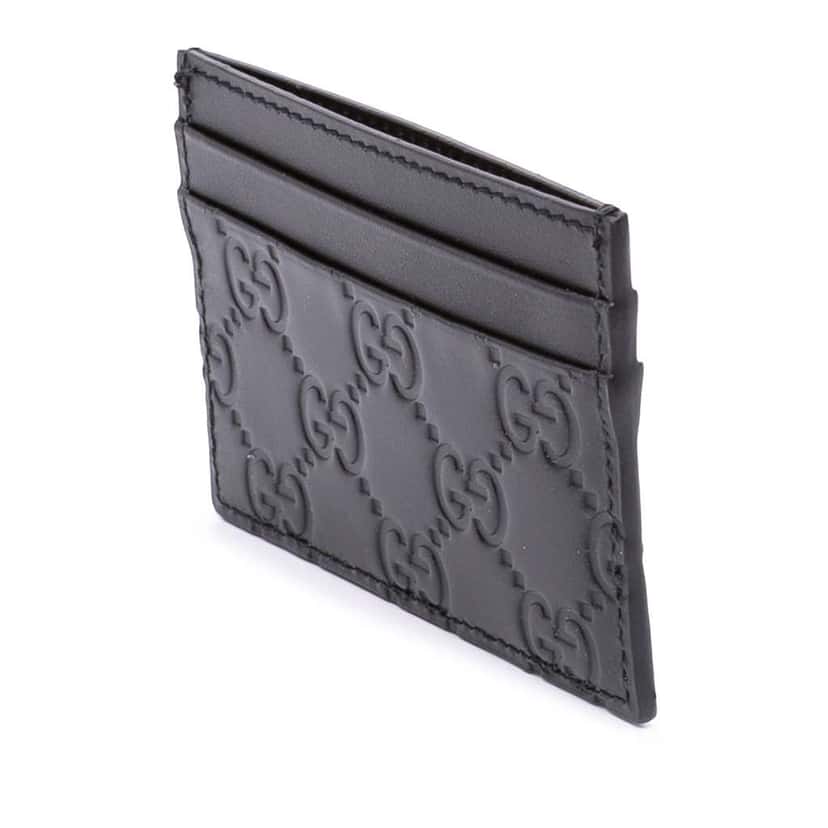 Gucci Guccissima Card Holder Black Leather Good condition - Back View