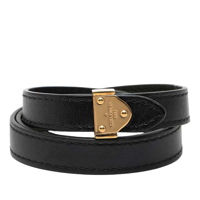 Louis Vuitton Leather Box It Wrap Bracelet Black Leather Very good condition - Front View