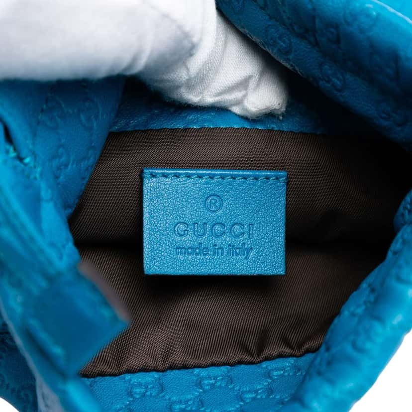 Gucci Microguccissima Drawstring Pouch Blue Leather Good condition - Box View