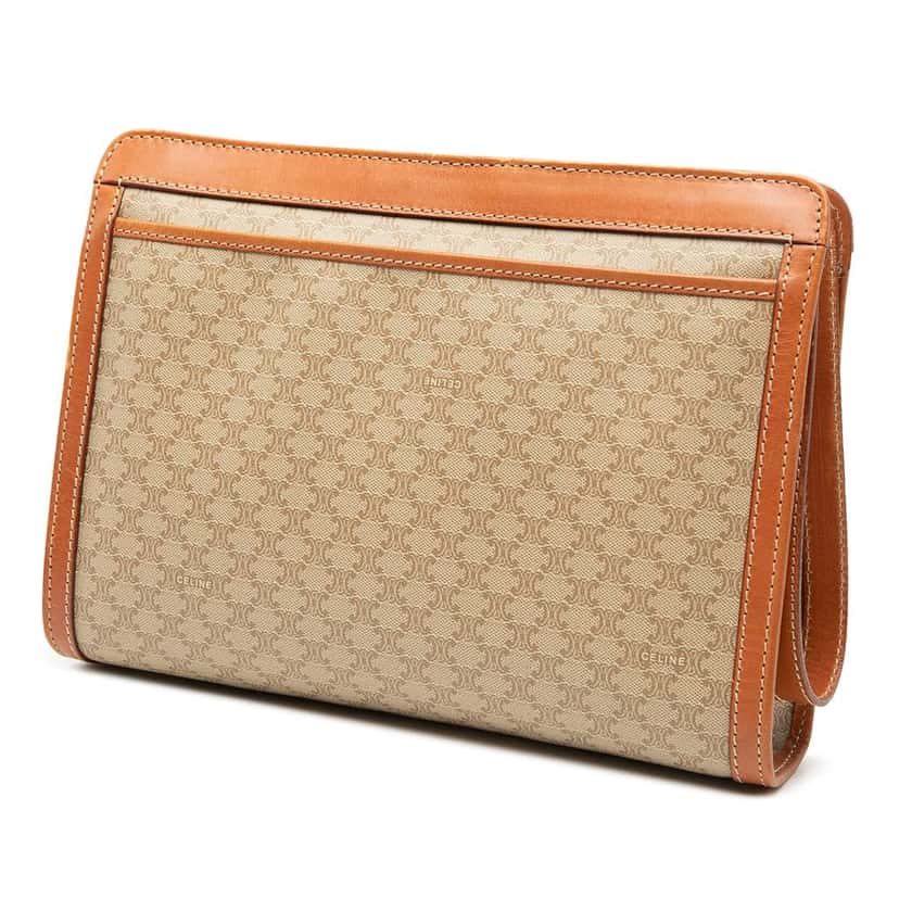 Celine Macadam Coated Canvas Clutch Beige Fair condition - Back View