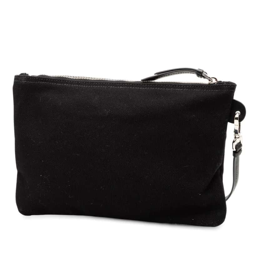 Prada Canvas Canapa Logo Pouch Black Canvas Good condition - Back View