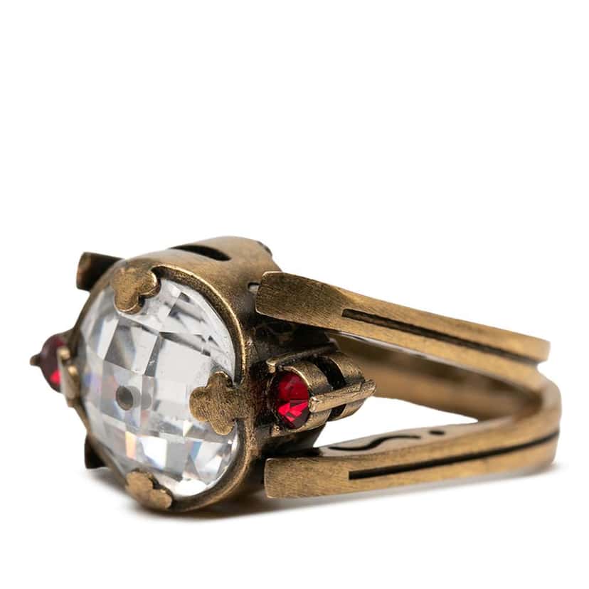 Dior Gold Plated Crystal Bee Ring Gold Metal Good condition - Back View