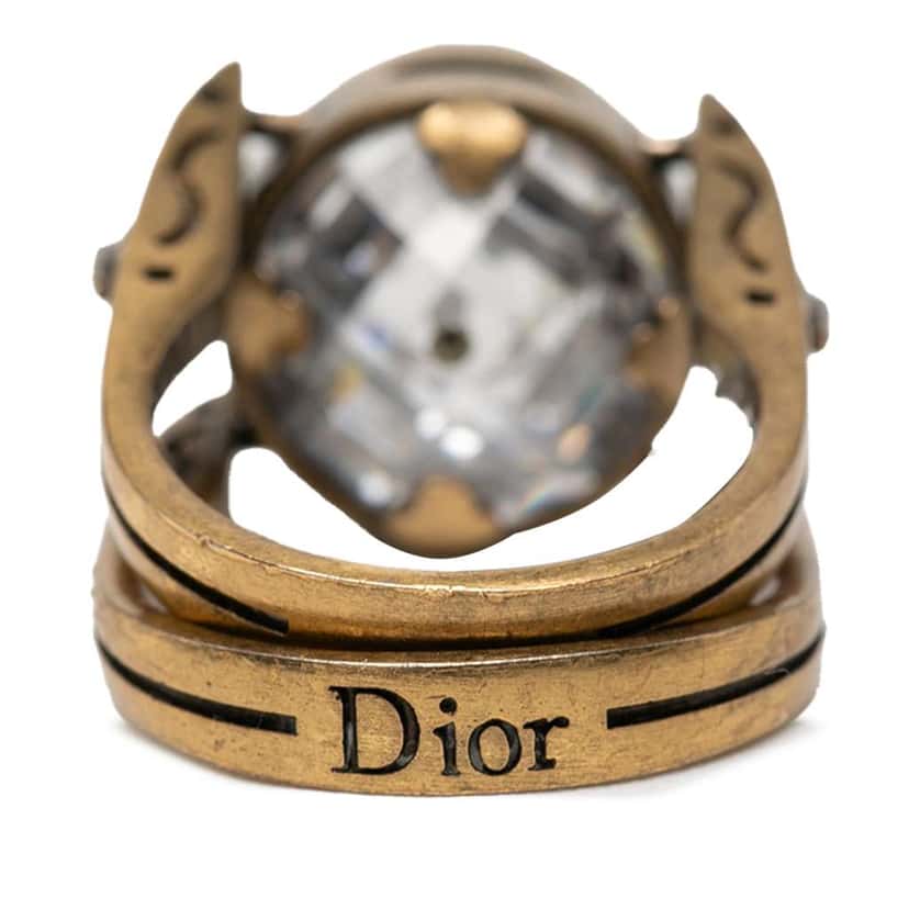Dior Gold Plated Crystal Bee Ring Gold Metal Good condition - Inside View