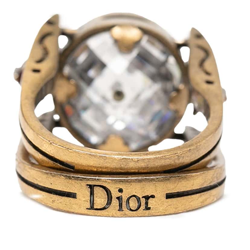 Dior Gold Plated Crystal Bee Ring Gold Metal Good condition - Model View